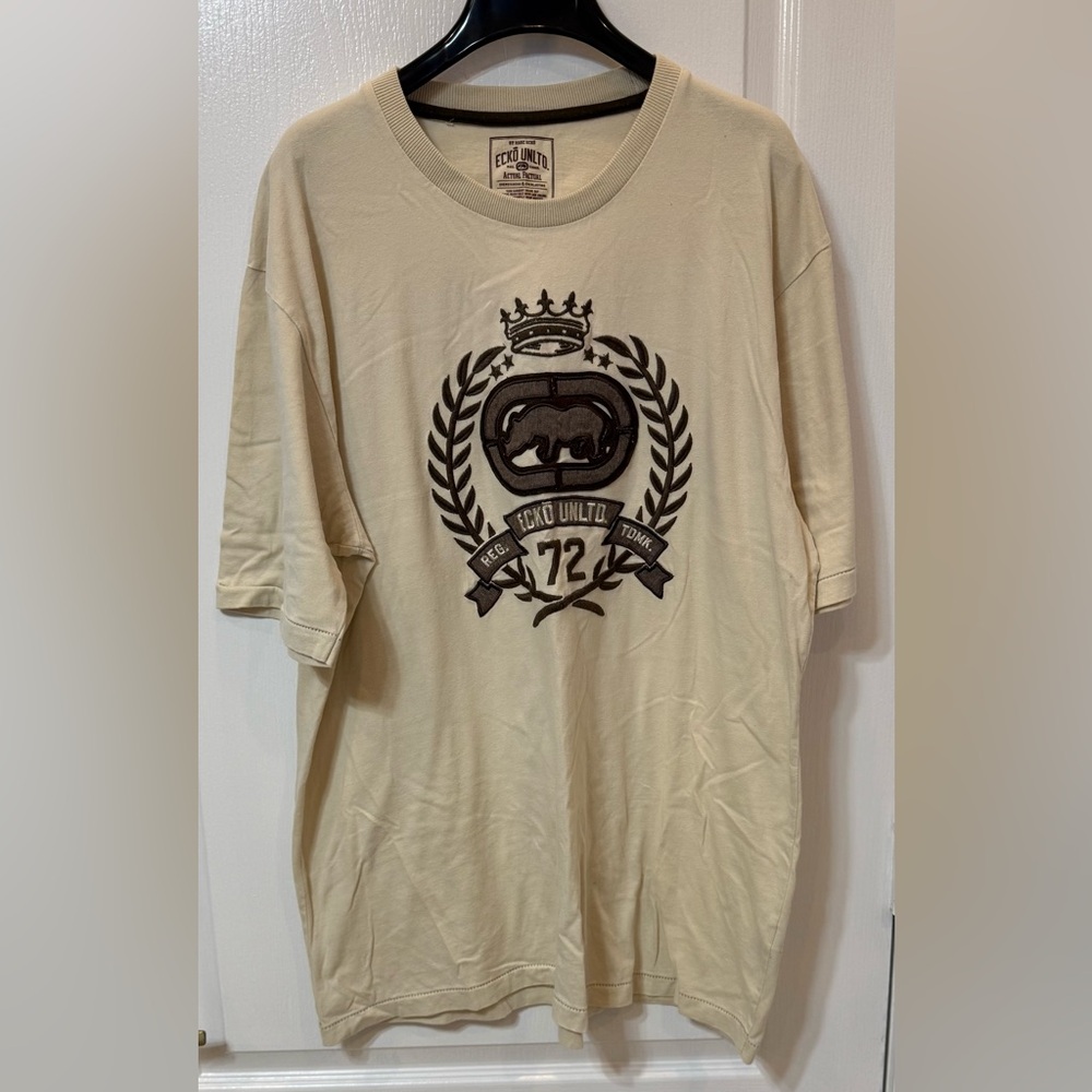Ecko Unlimited Cream Graphic Tee for Men XL 100% Cotton . New w/o tags